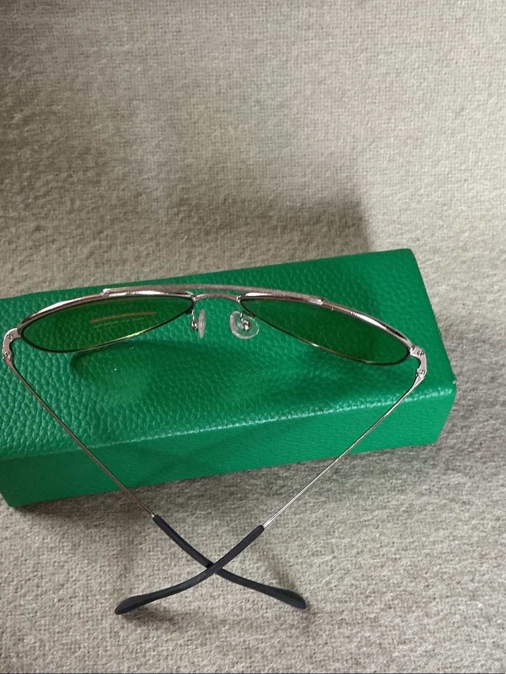 Prada Silver Frame Sunglasses with Green Lenses - Picture 3 of 3